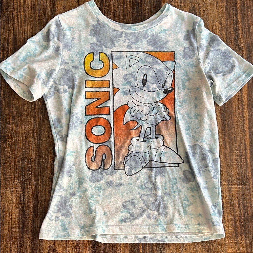 Sonic Kids Tie-Dye T-Shirt - Blue and White